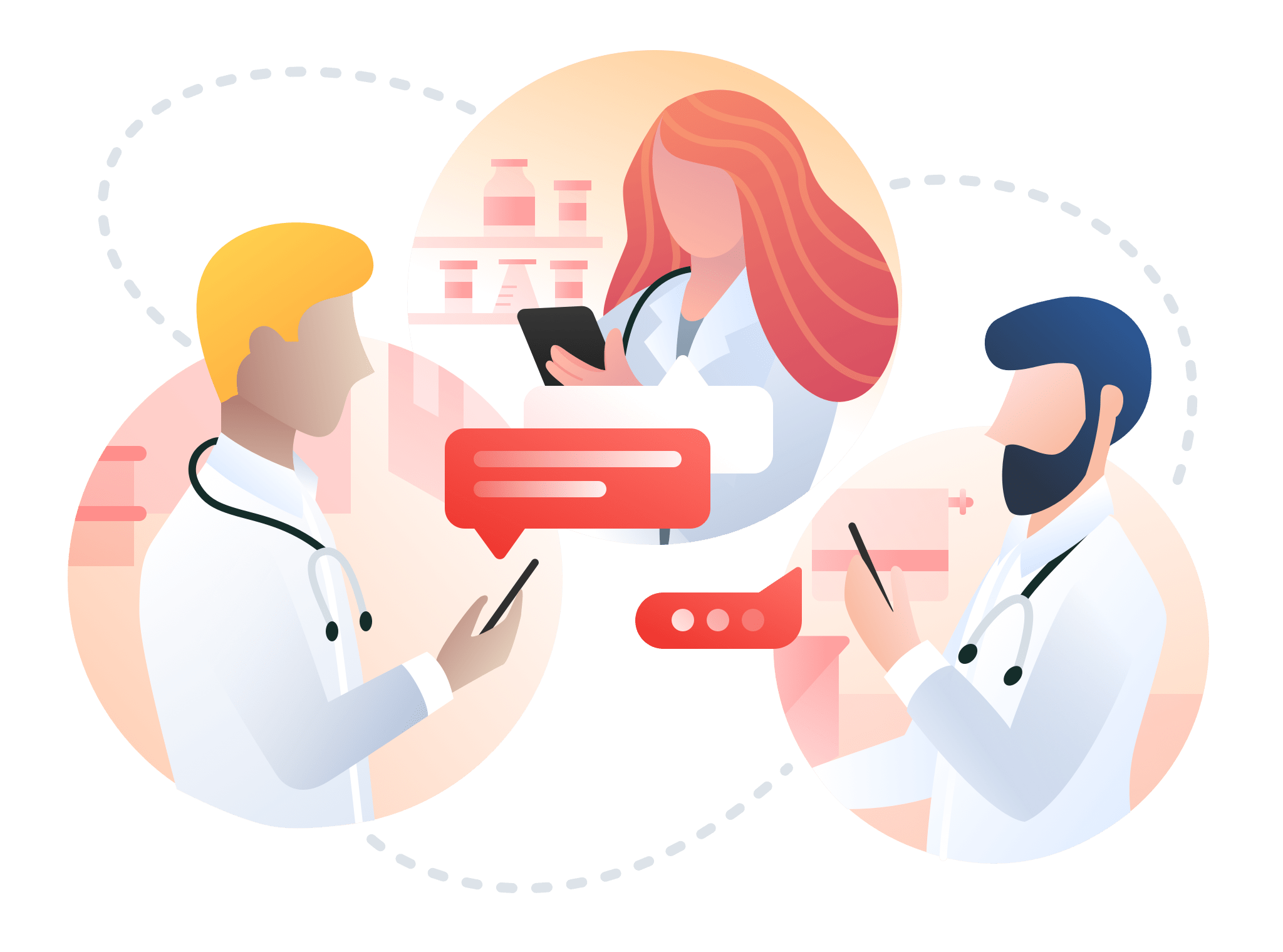 Picture of multiple doctors communicating using Workadi
